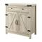 Walker Edison White Oak Farmhouse Barn Door Accent Cabinet